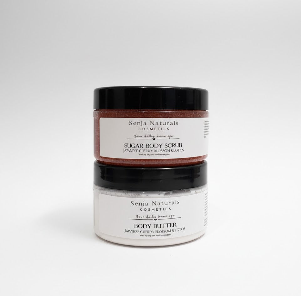 Gavesett body butter og sugar scrub cherry blossom lotus