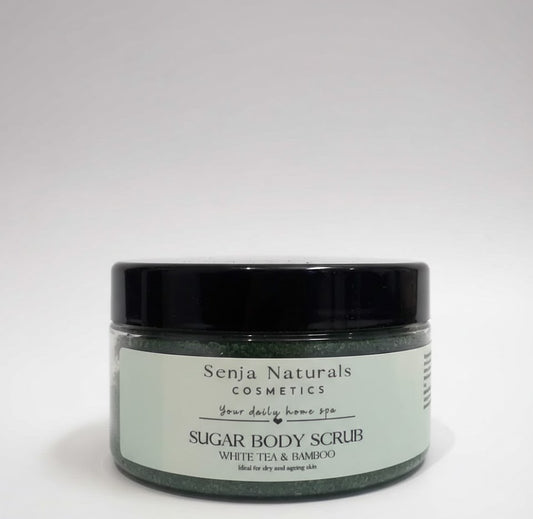 Sugar body scrub White Tea Bamboo fra Senja Naturals